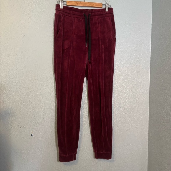 Year of Ours Revolve Womens Velour Drawstring Joggers Maroon Medium Athleisure‎ - Picture 2 of 9